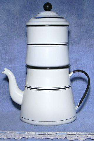 Coffee Biggin Percolator Antique French Enamel Ware Granite Tin Grinder Cup Pot photo
