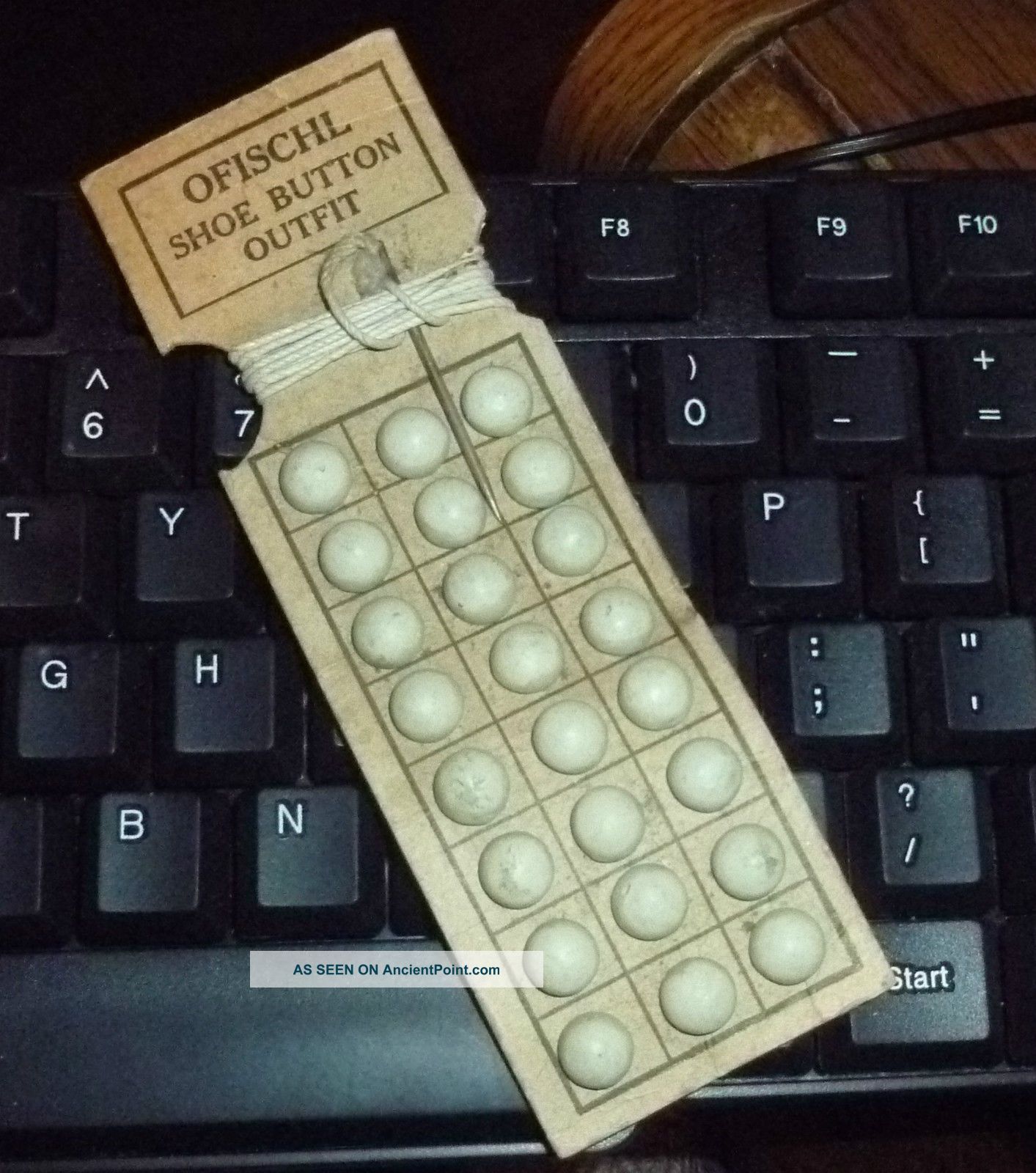 Ofischl Shoe Button Outfit Antique On Card White Buttons photo