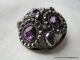 2246 – J – Stunning 3 Faceted Amethyst Pastes & 52 Faceted Cut Steels Old Button Buttons photo 5