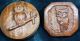 Vtg 2 Folk Art Carved Wood Horn Owl Button 1 1/4 Buttons photo 2