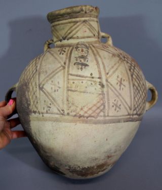 Large Ancient 1000 - 1470 Pre - Columbian Chancay Peruvian Pottery Storage Jar Pot photo