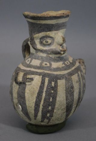 Small Ancient Authentic Chancay Peruvian Idol Pre - Columbian Pottery Pitcher,  Nr photo