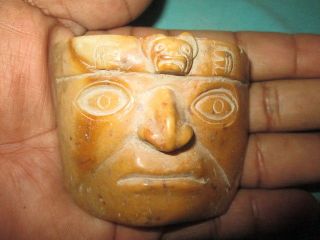 Small Stone Mask Poma Of A Character In The Moche Elite,  Precplumbian,  Mochica photo