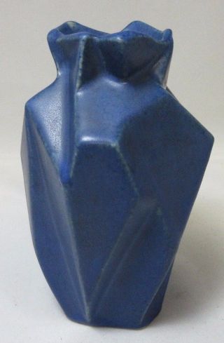 Rare Muncie Ruba Rombic Blue Glaze Ceramic Vase photo