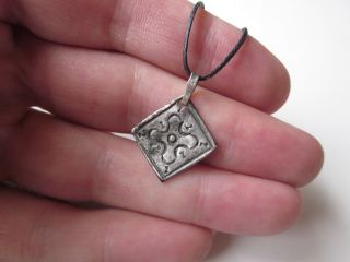 Absolutely Rare Ancient Viking Silver Amulet Engraving photo