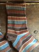 Antique Old Socks Blue Brown Cream Striped Well Worn Aafa Primitives photo 1