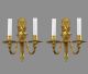 Figural Gilded Bronze Wall Sconces C1930 Italian French Style Vintage Antique Chandeliers, Fixtures, Sconces photo 5