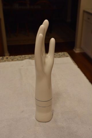 General Porcelain Glove Mold Vintage Jewelry Ring Display White Hand Form 15.  5in photo