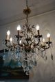 Antique Vintage 8 Arms Crystal Chandelier Lamp Light Luster 1940s 24in Chandeliers, Fixtures, Sconces photo 2