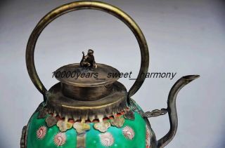 Exquisite Chinese Copper Inlay Porcelain Handmade Teapot photo