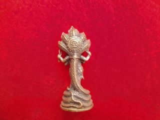 Om Ganesh Ganesha Hindu And Naga Thai Amulet Mini Brass Statue Stance Bless photo