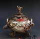 Exquisite China Handmade Dragon Of Gold Copper Incense Burner Incense Burners photo 3