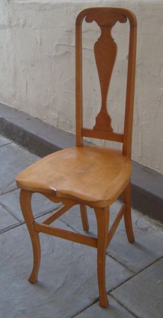 Antique Birdseye Maple Armless Chair For Desk Or Vanity Solid Wood Curvy photo