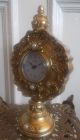 Gold Pearl Round Table Mantel Clock Statue French Baroque Shabby Chic Ornate Art Deco photo 2