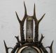 Antique Black Forest Weather Station: Antlers - Carved Roses - Wild Boar Teeth Other Antique Decorative Arts photo 2