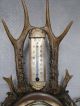 Antique Black Forest Weather Station: Antlers - Carved Roses - Wild Boar Teeth Other Antique Decorative Arts photo 3