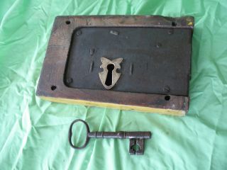 Old Antique Reclaim Salvaged Large Georgian Door Dead Lock And Key photo