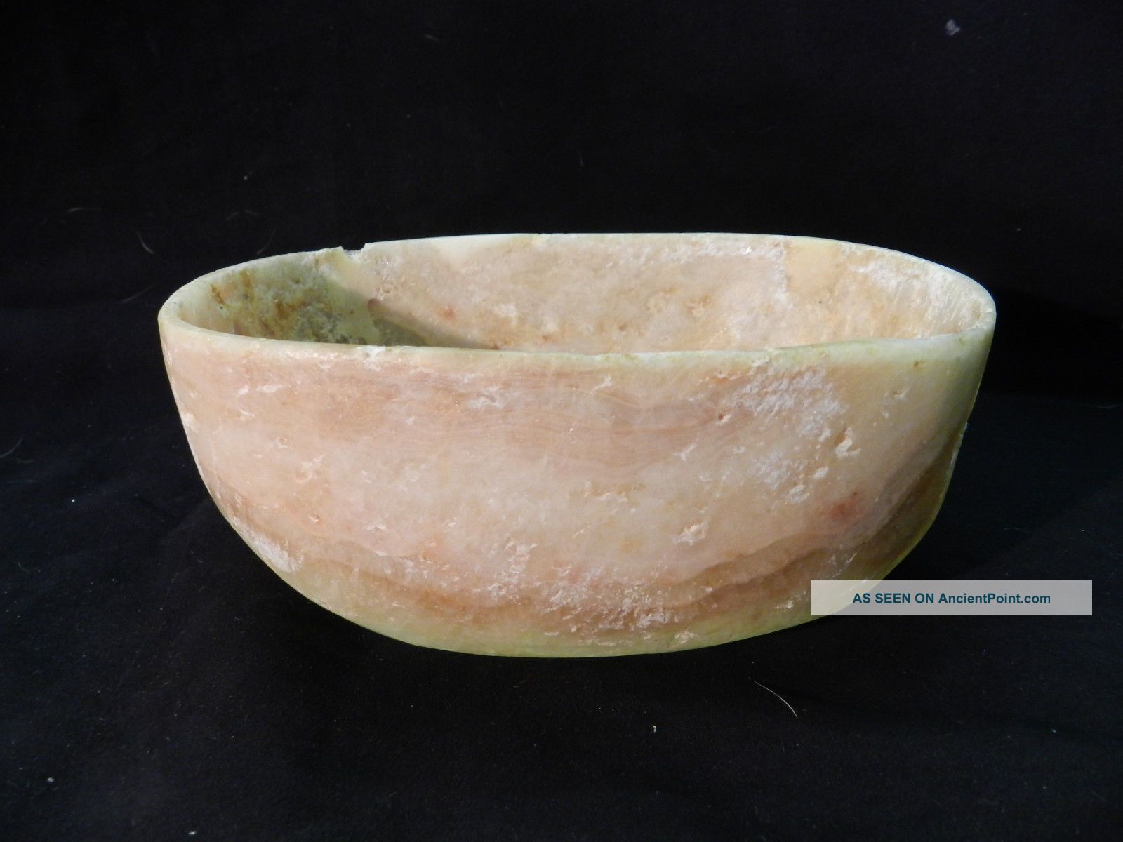 Anchient Alabaster Sacrificial Oval Bowl Calcite Found In Israel Excavated Holy Land photo