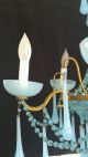 Vintage Italian Blue Opaline Beaded Chandelier Macaroni Basket Empire 6 Lights Chandeliers, Fixtures, Sconces photo 5