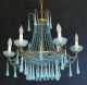 Vintage Italian Blue Opaline Beaded Chandelier Macaroni Basket Empire 6 Lights Chandeliers, Fixtures, Sconces photo 8