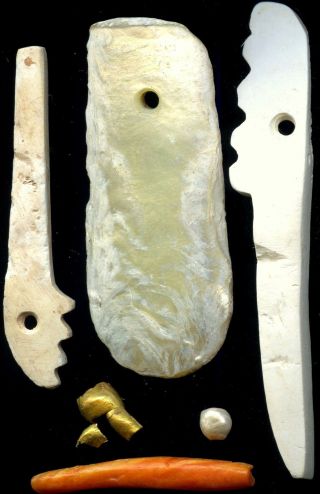 Pre - Columbian Panama Cocle Shell Artifacts/ Beads,  Ca; 500 - 1000 Ad photo