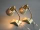Two Rare Mid Century Brass Table Bedside Lamps With Green Metallic Crinkle Paint Mid-Century Modernism photo 2