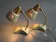 Two Rare Mid Century Brass Table Bedside Lamps With Green Metallic Crinkle Paint Mid-Century Modernism photo 6