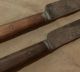 2 Antique Cutlery Knives Primitive Carved Wood Handles Country Kitchenware Primitives photo 3