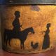 Handcrafted Primitive Grungy Painted Mustard Band Box Silhouette Horse Chicken Primitives photo 5