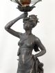 Antique French Art Nouveau Figural Lady Old Statue Victorian Etched Globe Lamp Lamps photo 3