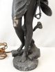 Antique French Art Nouveau Figural Lady Old Statue Victorian Etched Globe Lamp Lamps photo 4