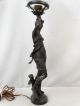Antique French Art Nouveau Figural Lady Old Statue Victorian Etched Globe Lamp Lamps photo 5