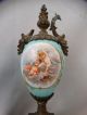 (2) 19thc Antique Victorian Cherub Winged Putti Garniture Porcelain Mantel Urn Urns photo 3