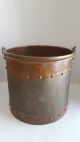 Vintage Heavy Brass & Copper Ash Coal Pail With Brass Handle Hearth Ware photo 1