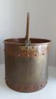 Vintage Heavy Brass & Copper Ash Coal Pail With Brass Handle Hearth Ware photo 3