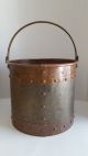 Vintage Heavy Brass & Copper Ash Coal Pail With Brass Handle Hearth Ware photo 4