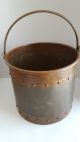 Vintage Heavy Brass & Copper Ash Coal Pail With Brass Handle Hearth Ware photo 6