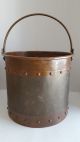 Vintage Heavy Brass & Copper Ash Coal Pail With Brass Handle Hearth Ware photo 8