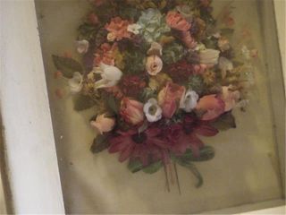 Chic Shabby Antique Framed Shadow Box W Milliner ' S Flowers (hat Maker) Bouquet photo