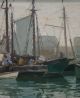 Antique William S Robinson Gloucester Boat Harbor Oil Painting,  Old Lyme Artist Other Maritime Antiques photo 3