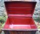 Antique Tin Steamer Trunk,  Travel Storage Luggage Toleware Chest Coffee Table 1900-1950 photo 3