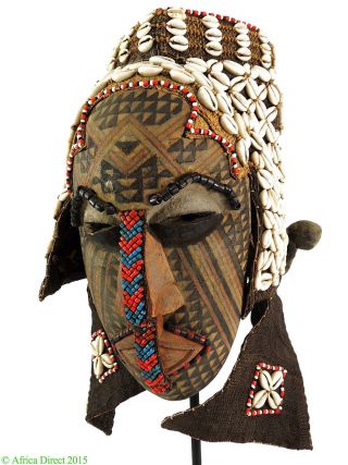 Kuba Ngaady A Mwaash Mask Cowrie Shells Congo African Art photo