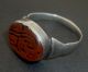 Persian Silver Seal / Stamp Ring - Engraved Corneol Gem Circa 1300 Ad - 2211 - Near Eastern photo 1