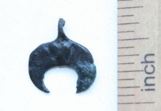 Ancient Rare Small Neck Pendant Moon - Shaped  Lunula .  Viking Age.  (mcr04) photo