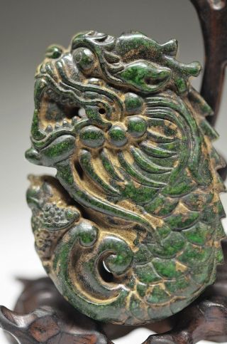 Exquisite Chinese Old Jade Hand - Carved Statues - - Dragon Beast photo