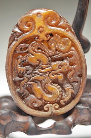 Delicaste Chinese Old Jade Hand - Carved Jade Pendant - - Dragon photo