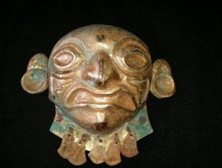 Pre - Columbian Mask Gold Tumbaga Moche photo