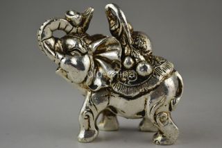 China First - Rate Decorate Handwork Old Tibet Silver Carve Elephant Statue photo
