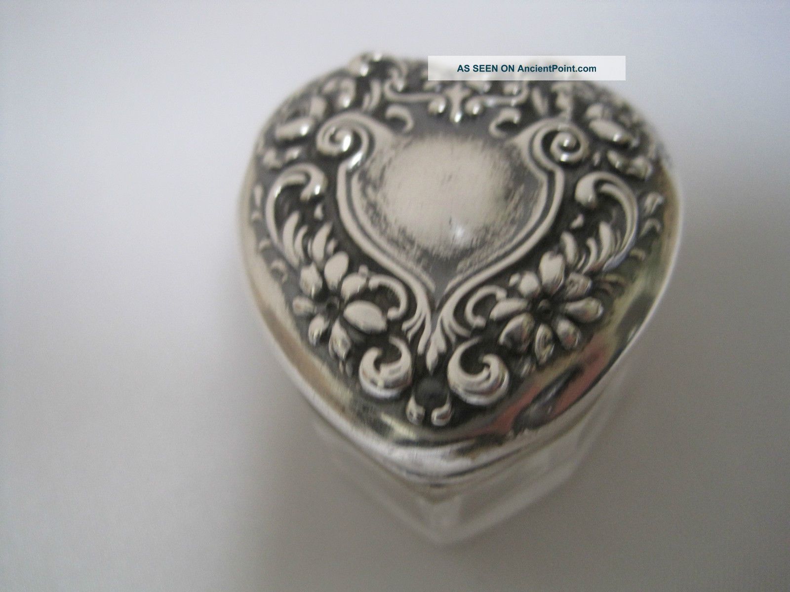 Raimond - Antique Glass & Sterling Silver Heart Rose Bud & Daisy Repousse Flatware & Silverware photo