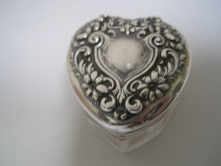 Raimond - Antique Glass & Sterling Silver Heart Rose Bud & Daisy Repousse photo